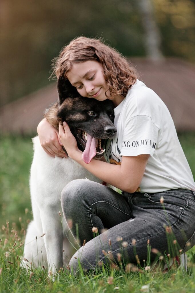dog, girl, nature, love, pet, owner, companion, friends, friendship, happy, animal, akita, portrait, pet owner